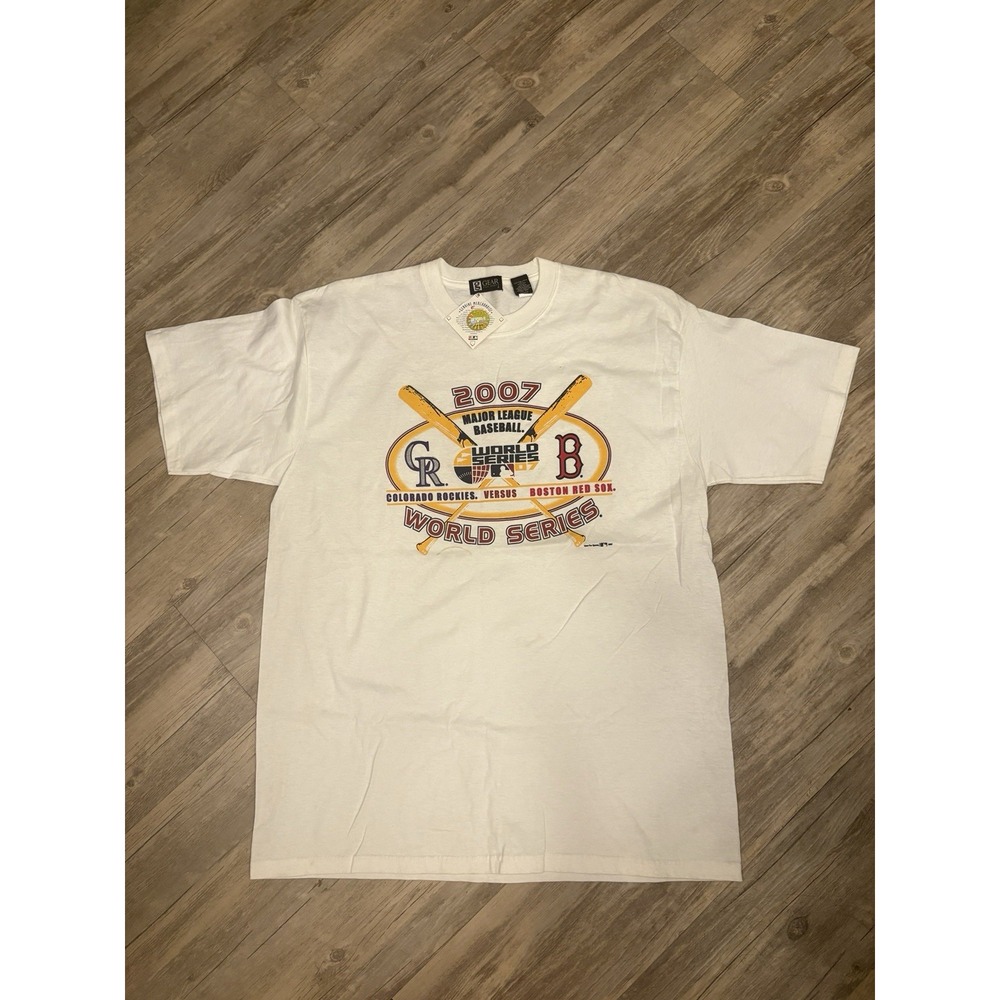 Vintage 2007 World Series Boston Red Sox vs Colorado Rockies T-Shirt‎ White NWT